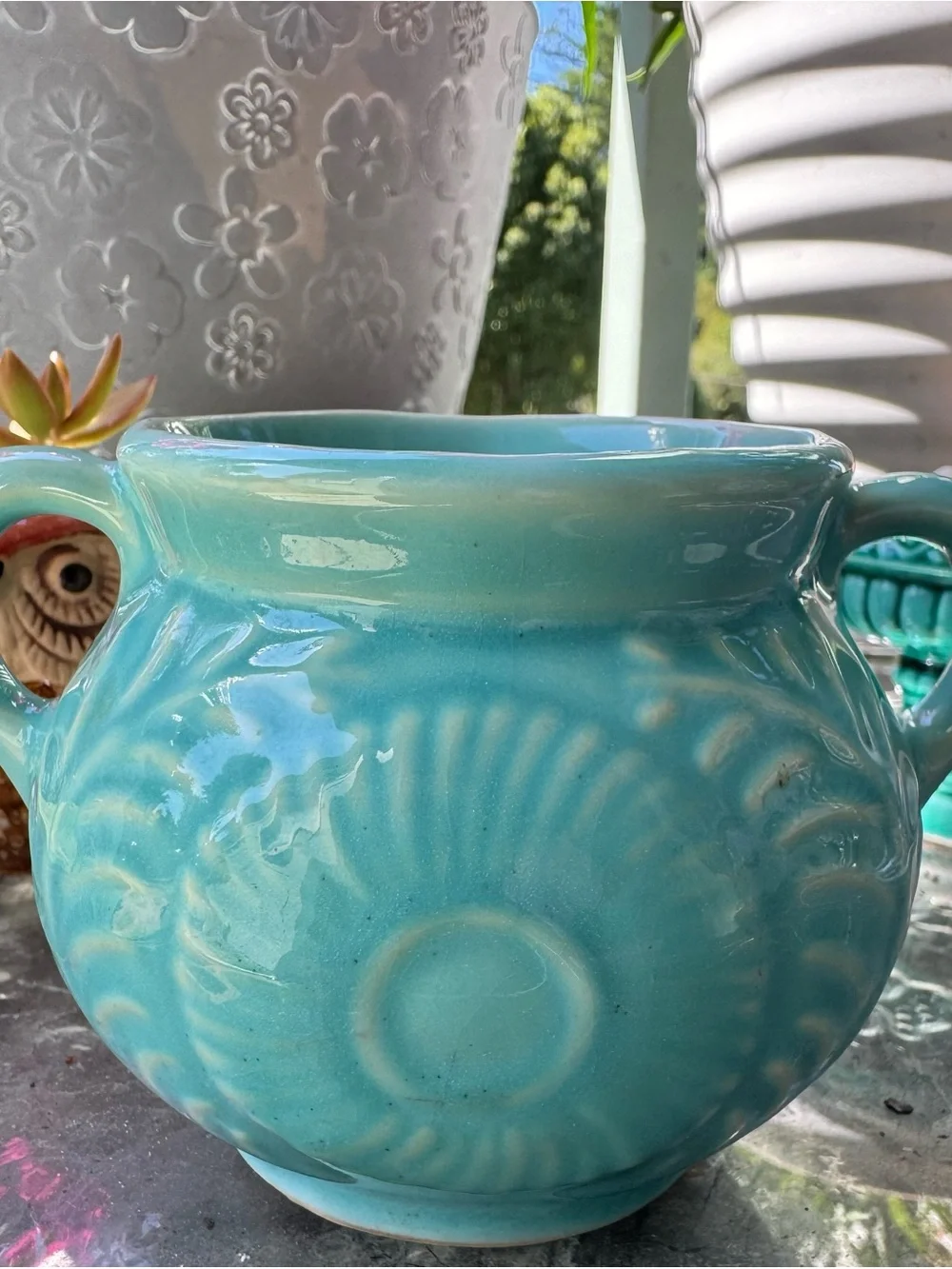 Shawnee Pottery glossy turquoise